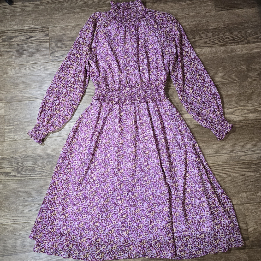 O.P.T Dress Womens M Floral Midi Mock Neck Feminine Cottagecore Boho Prairie